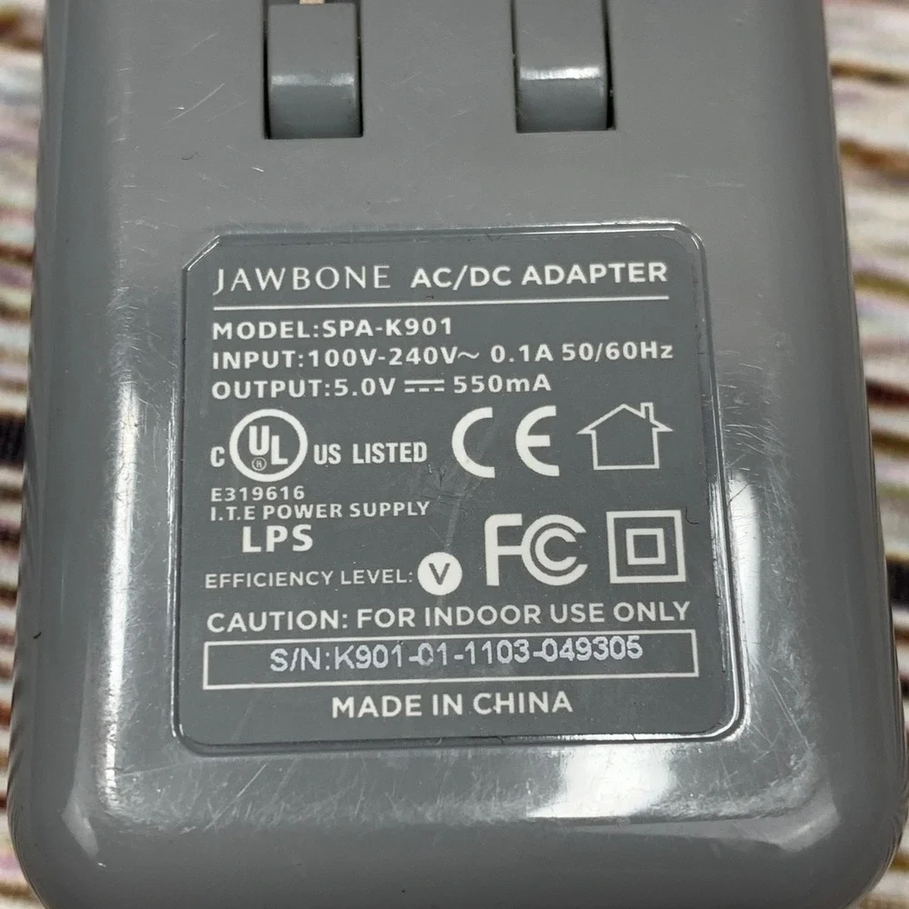Jawbone Gray AC/DC Wall Adapter & Car Charger - SPA-K901 & J2VPC Unused‎